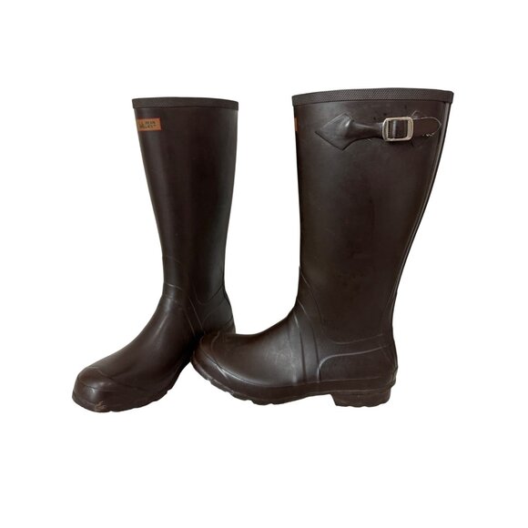 L.L.Bean Wellies Womens Size 11 Tall Brown Rubber Rain Boot - Picture 1 of 13
